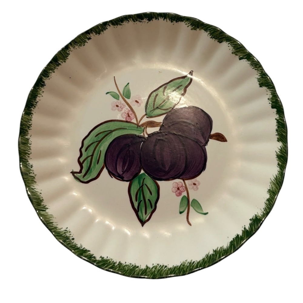 Blue Ridge Pottery Hand Painted Plum Salad Plate 8" Southern Potteries USA
